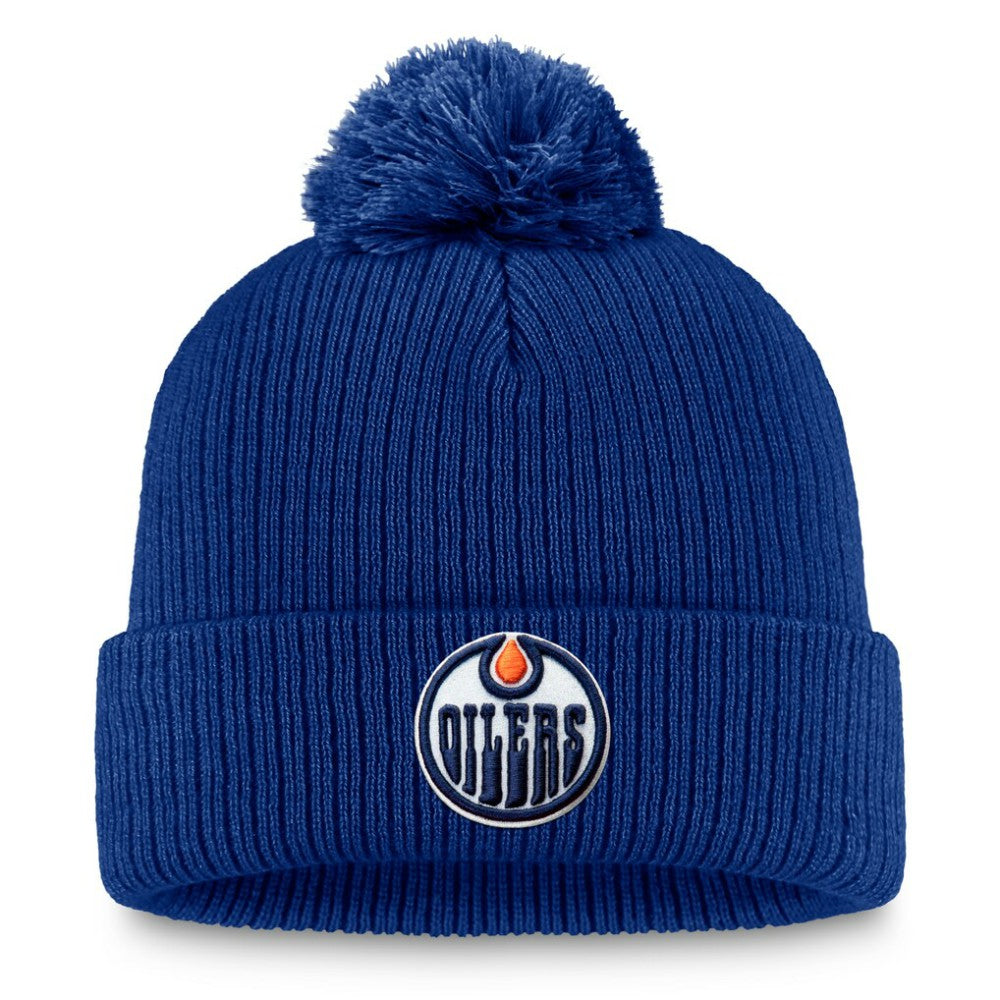 Edmonton Oilers Fanatics Primary Logo Cuffed Knit Hat with Pom - Royal - NHL 201167394