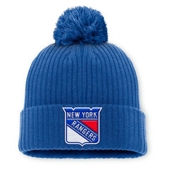 New York Rangers Fanatics Primary Logo Cuffed Knit Hat with Pom - Blue - NHL 201167395