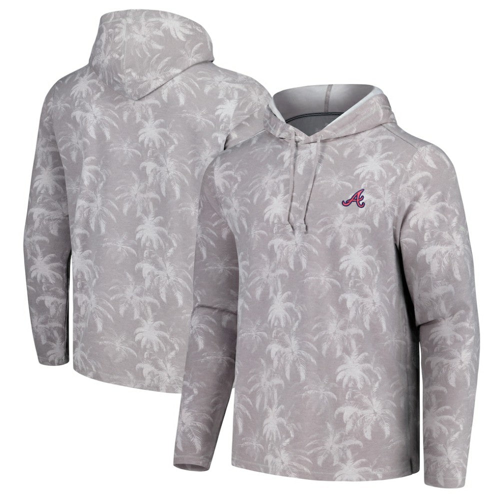 Atlanta Braves Tommy Bahama Palm Frenzy Hoodie Long Sleeve T-Shirt - Gray - MLB on Sale