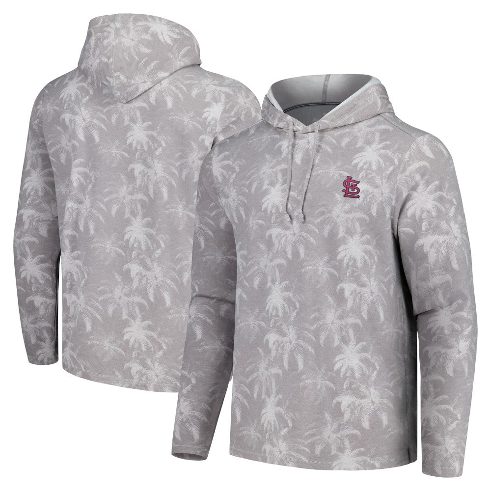 St. Louis Cardinals Tommy Bahama Palm Frenzy Hoodie Long Sleeve T-Shirt - Gray - MLB Lifestyle