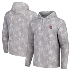 St. Louis Cardinals Tommy Bahama Palm Frenzy Hoodie Long Sleeve T-Shirt - Gray - MLB Lifestyle