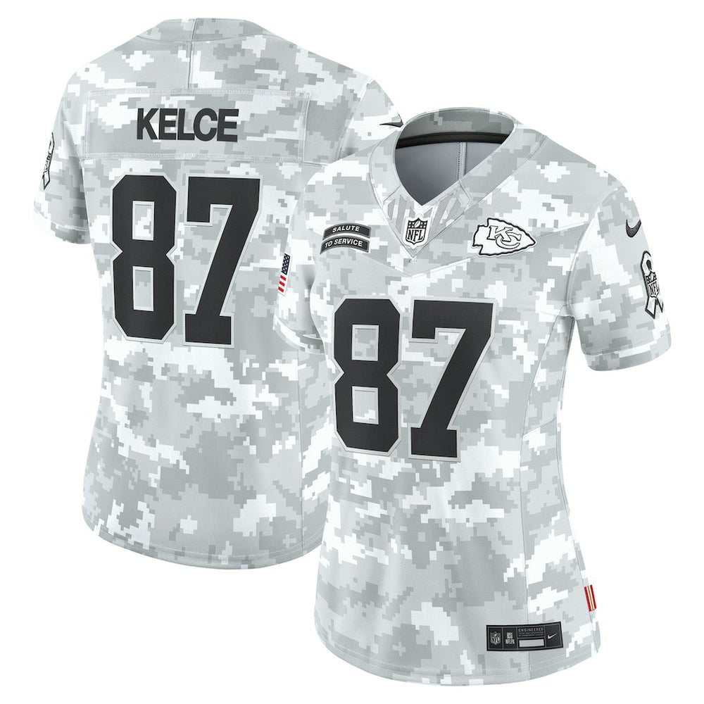 Nike Travis Kelce Kansas City Chiefs Women's 2024 Salute to Service Limited Jersey Arctic Camo