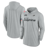 Nike Miami Dolphins 2024 Salute to Service Lightweight Dri-FIT Long Sleeve Hoodie T-Shirt Gray