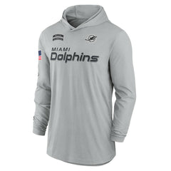 Nike Miami Dolphins 2024 Salute to Service Lightweight Dri-FIT Long Sleeve Hoodie T-Shirt Gray