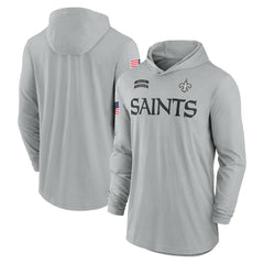 Nike New Orleans Saints 2024 Salute to Service Lightweight Dri-FIT Long Sleeve Hoodie T-Shirt Gray