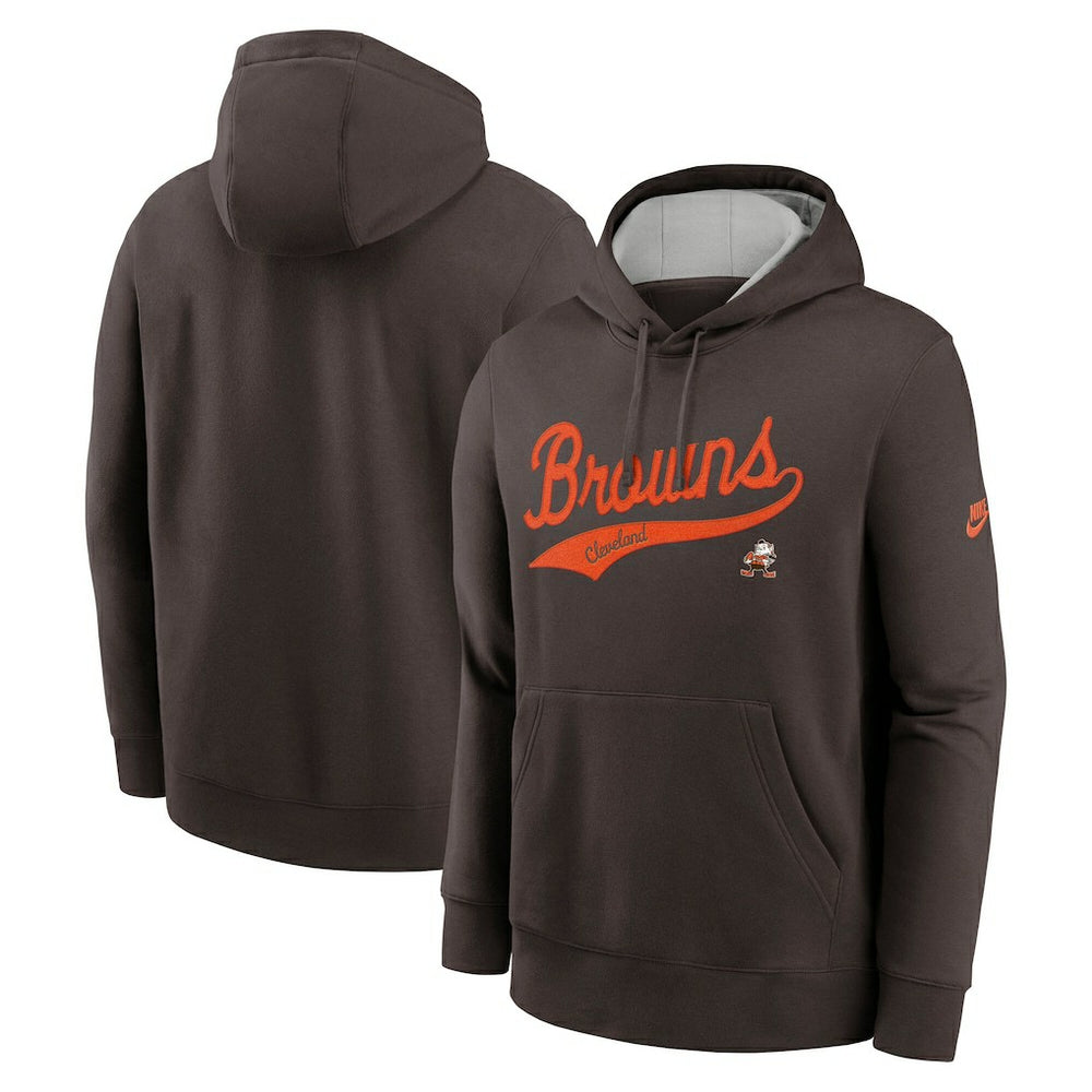 Nike Cleveland Browns Rewind Club Logo Pullover Hoodie Brown