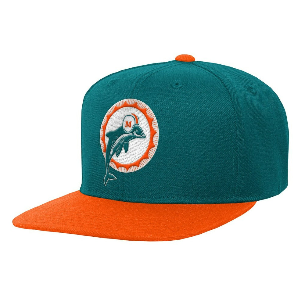 Mitchell & Ness Miami Dolphins Youth Team Two-Tone Snapback Hat Aqua