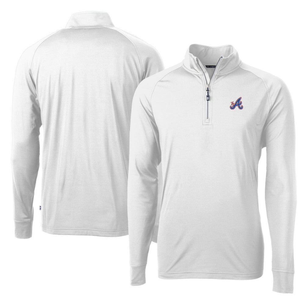Atlanta Braves Cutter & Buck City Connect Adapt Eco Knit Stretch Recycled Quarter-Zip Pullover Top - White - MLB Sale