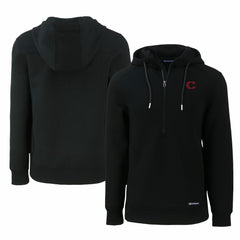 Cincinnati Reds Cutter & Buck City Connect Roam Eco Recycled Half-Zip Pullover Hoodie - Black - MLB Discount