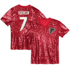 Bijan Robinson Atlanta Falcons Girls Youth Sequin V-Neck Fashion Jersey Red