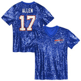 Josh Allen Buffalo Bills Girls Youth Sequin V-Neck Fashion Jersey Royal