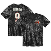 Joe Burrow Cincinnati Bengals Girls Youth Sequin V-Neck Fashion Jersey Black