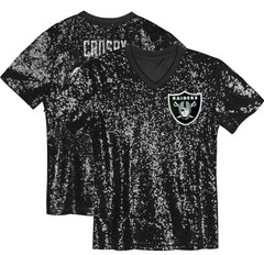 Maxx Crosby Las Vegas Raiders Girls Youth Sequin V-Neck Fashion Jersey Black