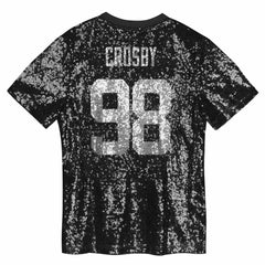 Maxx Crosby Las Vegas Raiders Girls Youth Sequin V-Neck Fashion Jersey Black