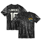 Trevor Lawrence Jacksonville Jaguars Girls Youth Sequin V-Neck Fashion Jersey Black