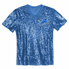 Aidan Hutchinson Detroit Lions Girls Youth Sequin V-Neck Fashion Jersey Blue