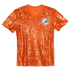Tyreek Hill Miami Dolphins Girls Youth Sequin V-Neck Fashion Jersey Orange