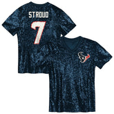 C.J. Stroud Houston Texans Girls Youth Sequin V-Neck Fashion Jersey Navy