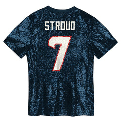 C.J. Stroud Houston Texans Girls Youth Sequin V-Neck Fashion Jersey Navy