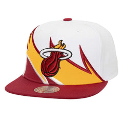 Miami Heat Waverunner Snapback Hat White/Red | Mitchell & Ness