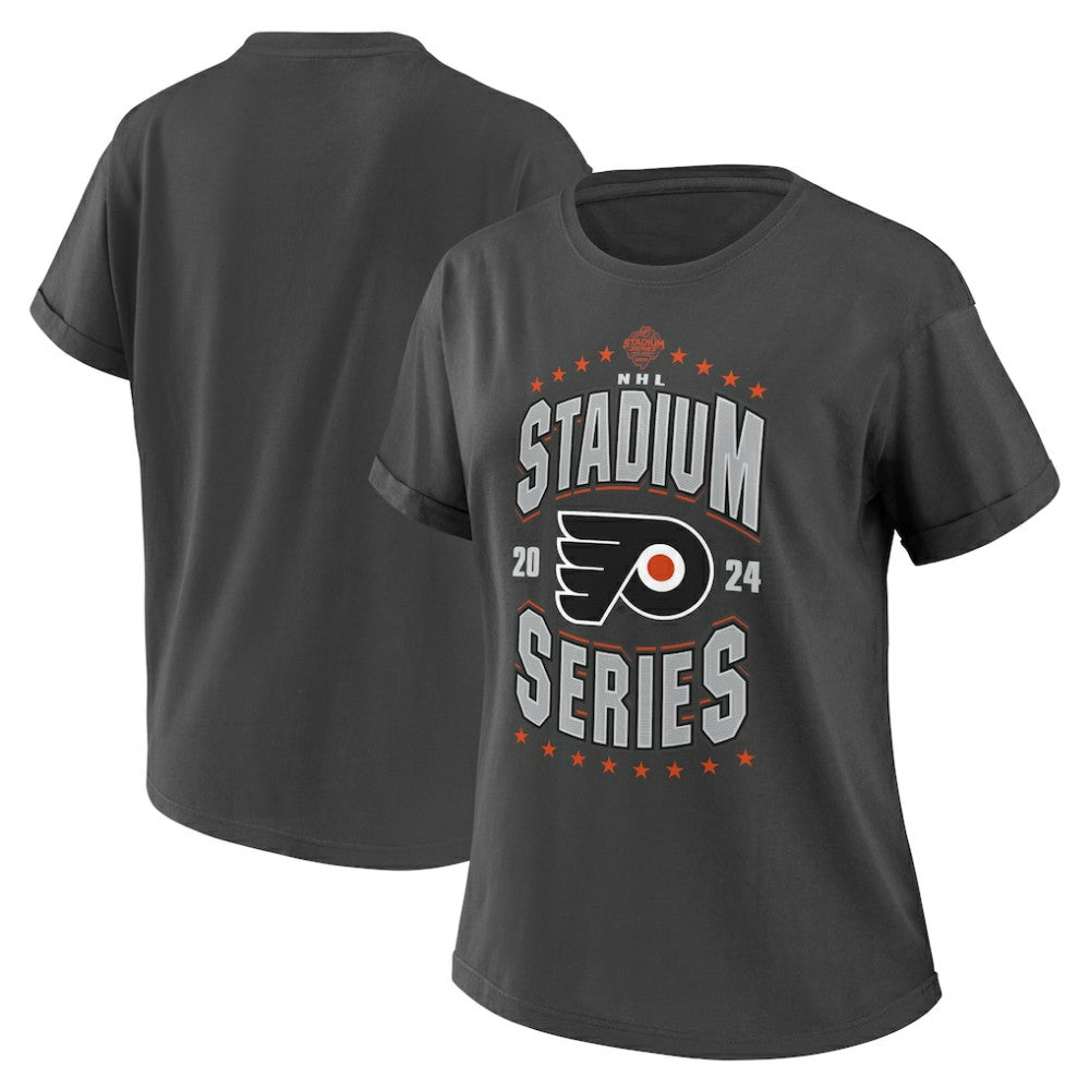 Philadelphia Flyers WEAR by Erin Andrews Women's 2024 NHL Stadium Series Boyfriend T-Shirt - Charcoal - NHL 201180927