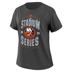 New York Islanders WEAR by Erin Andrews Women's 2024 NHL Stadium Series Boyfriend T-Shirt - Charcoal - NHL 201180929
