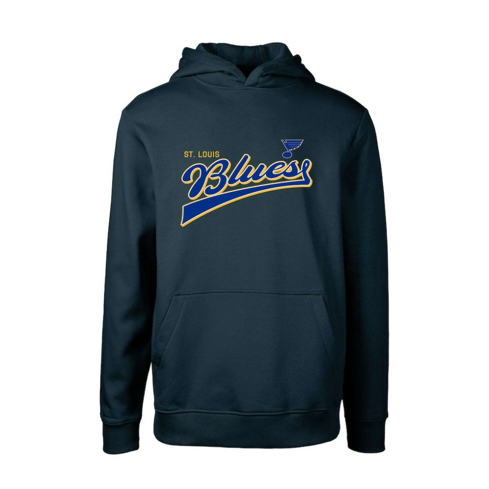 St. Louis Blues Levelwear Youth Podium Retro Script Fleece Pullover Hoodie - Navy - NHL 201183763
