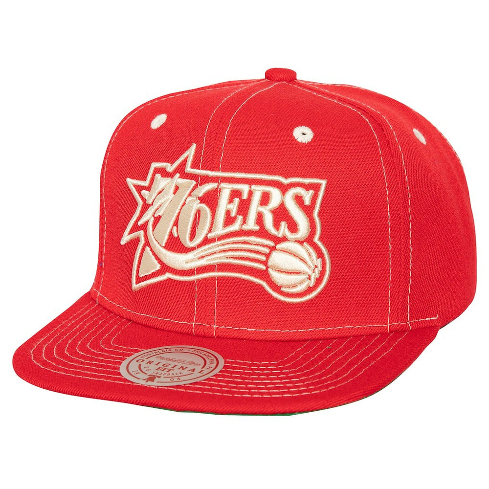 Philadelphia 76ers Energy Contrast Snapback Hat Red | Mitchell & Ness discount