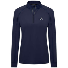 Atlanta Braves Levelwear Women's Kinetic Insignia Quarter-Zip Pullover - Navy - MLB Discount