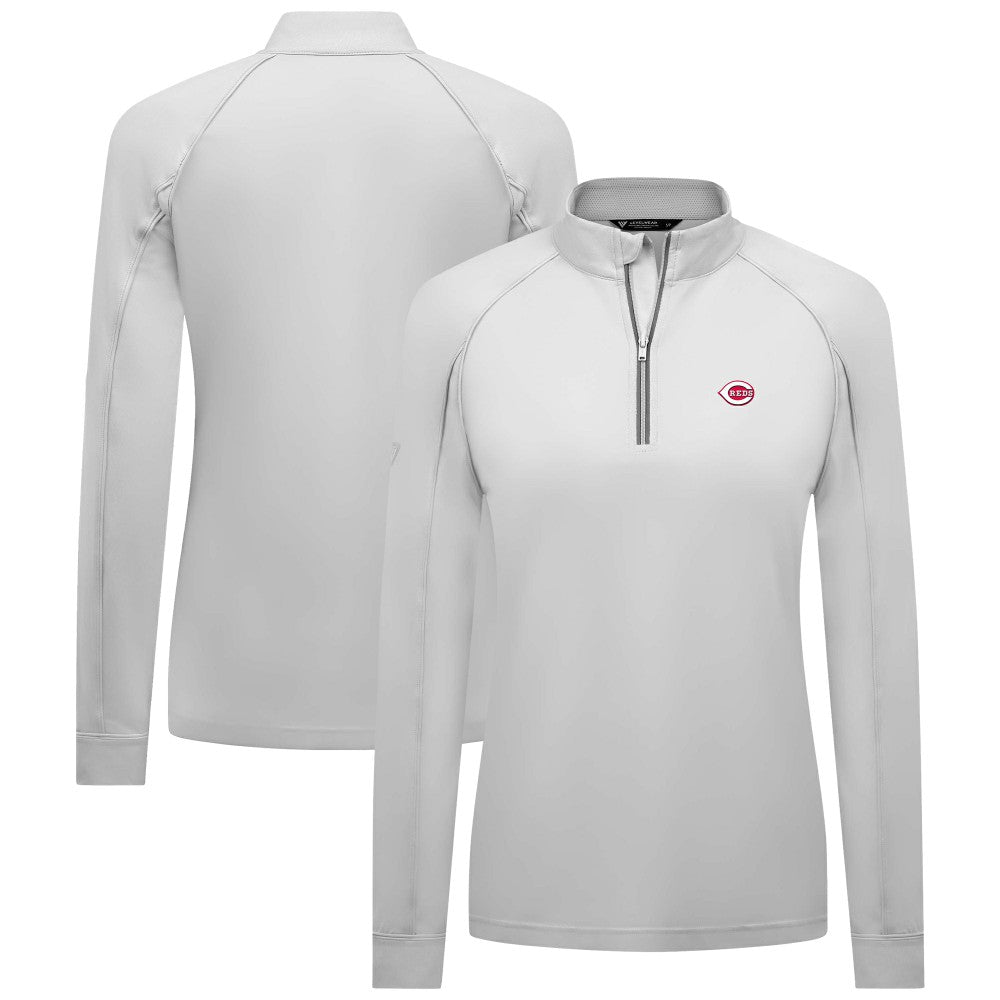 Cincinnati Reds Levelwear Women's Kinetic Insignia Quarter-Zip Pullover - White - MLB Lifestyle
