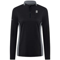 Detroit Tigers Levelwear Women's Moxie Insignia Quarter-Zip Pullover - Black - MLB Sale