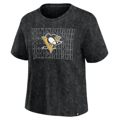 Pittsburgh Penguins Fanatics Women's Faded Wash T-Shirt - Black - NHL 201190119