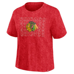 Chicago Blackhawks Fanatics Women's Faded Wash T-Shirt - Red - NHL 201190126