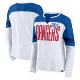 New York Rangers Fanatics Women's Frozen Long Sleeve Notch Neck T-Shirt - White/Blue - NHL 201190140