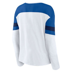 New York Rangers Fanatics Women's Frozen Long Sleeve Notch Neck T-Shirt - White/Blue - NHL 201190140
