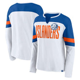 New York Islanders Fanatics Women's Frozen Long Sleeve Notch Neck T-Shirt - White/Royal - NHL 201190141