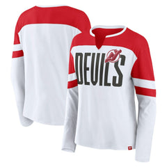New Jersey Devils Fanatics Women's Frozen Long Sleeve Notch Neck T-Shirt - White/Red - NHL 201190142