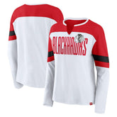 Chicago Blackhawks Fanatics Women's Frozen Long Sleeve Notch Neck T-Shirt - White/Red - NHL 201190149