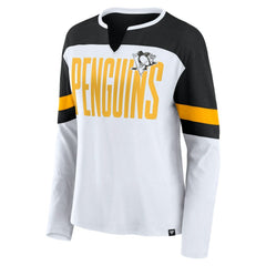 Pittsburgh Penguins Fanatics Women's Frozen Long Sleeve Notch Neck T-Shirt - White/Black - NHL 201190166