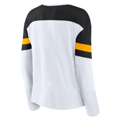 Pittsburgh Penguins Fanatics Women's Frozen Long Sleeve Notch Neck T-Shirt - White/Black - NHL 201190166