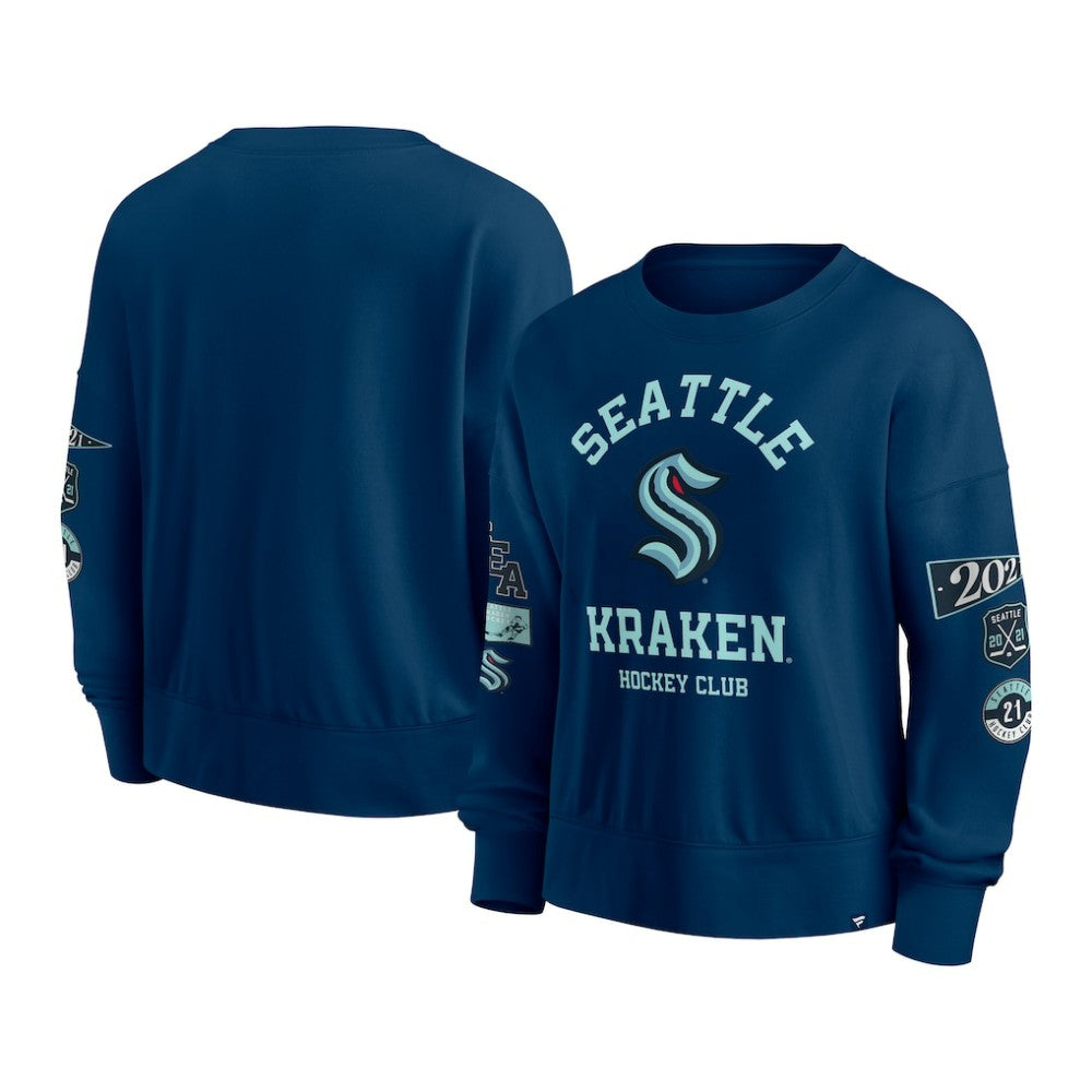 Seattle Kraken Fanatics Women's Go Team Pullover Sweatshirt - Deep Sea Blue - NHL 201190231