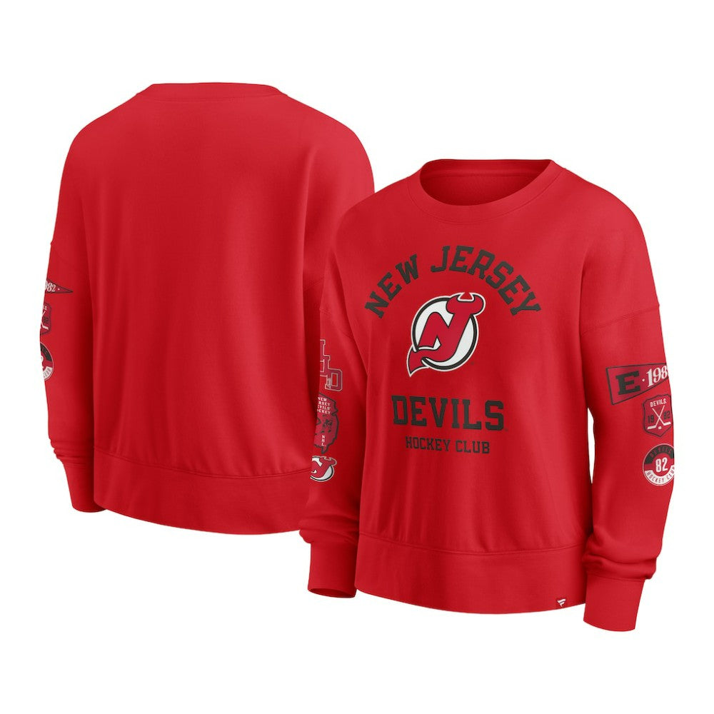 New Jersey Devils Fanatics Women's Go Team Pullover Sweatshirt - Red - NHL 201190232