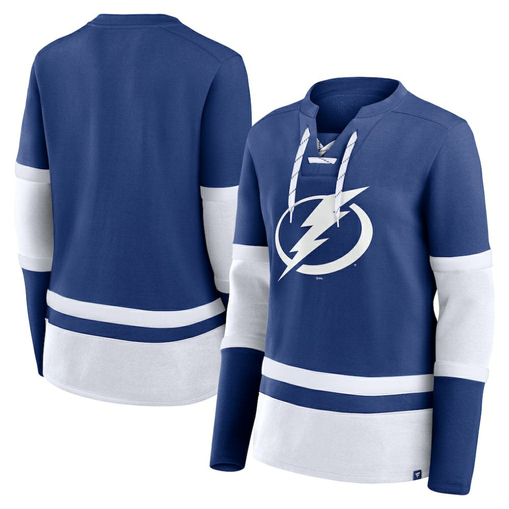 Tampa Bay Lightning Fanatics Women's Prime Time Lace-Up Long Sleeve T-Shirt - Blue - NHL 201190964