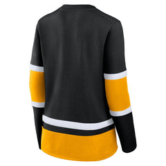 Boston Bruins Fanatics Women's Prime Time Lace-Up Long Sleeve T-Shirt - Black - NHL 201190972