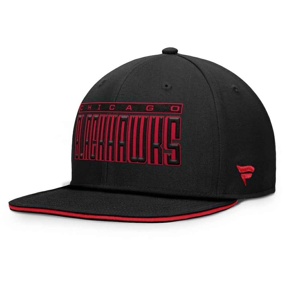Chicago Blackhawks Fanatics Fundamental Gino Stack Snapback Hat - Black - NHL 201193231