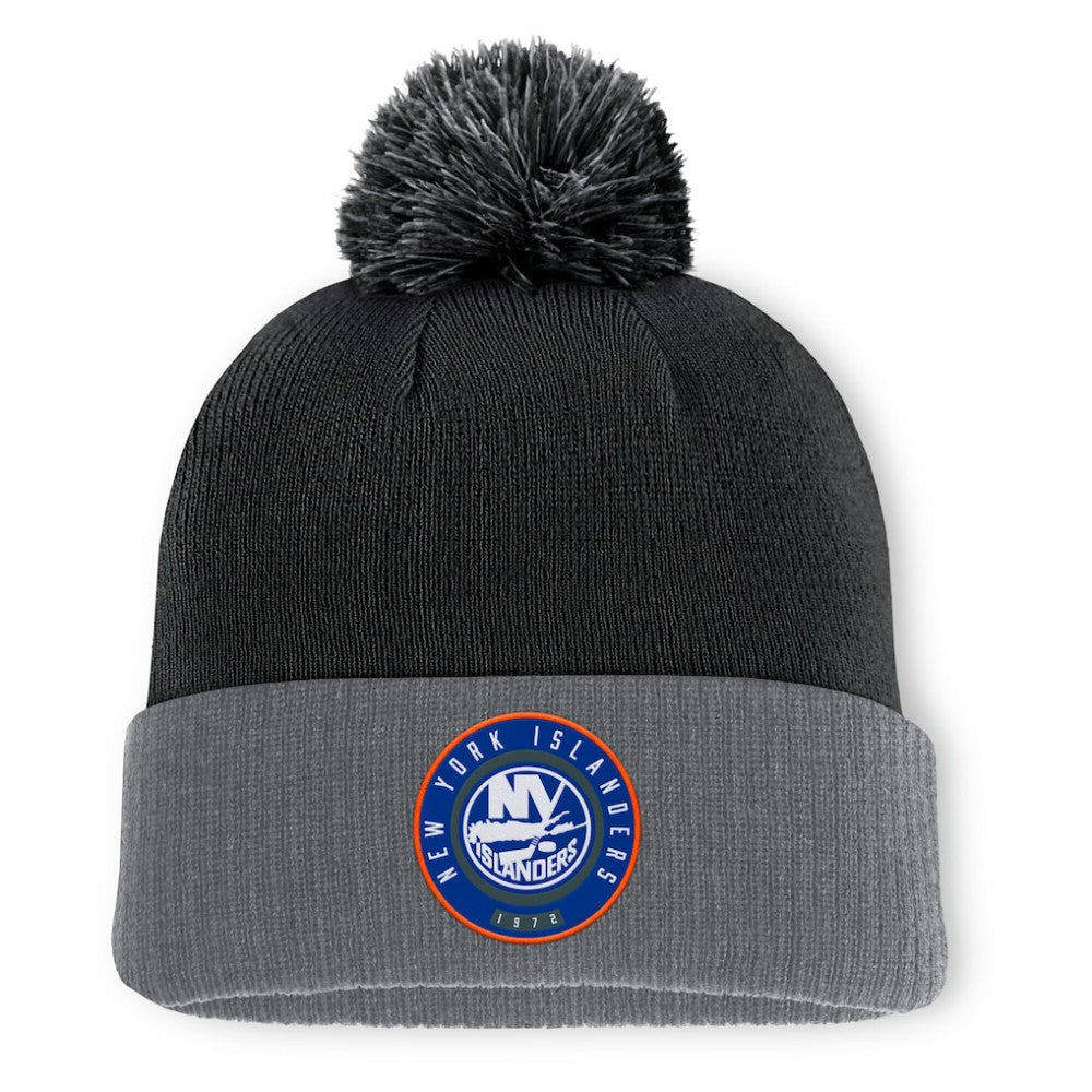New York Islanders Fanatics Aspyn Cuffed Knit Hat with Pom - Black - NHL 201193400
