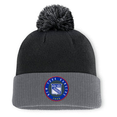 New York Rangers Fanatics Aspyn Cuffed Knit Hat with Pom - Black - NHL 201193401