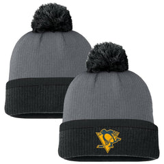 Pittsburgh Penguins Fanatics Women's Cuffed Knit Hat with Pom - Charcoal - NHL 201193429