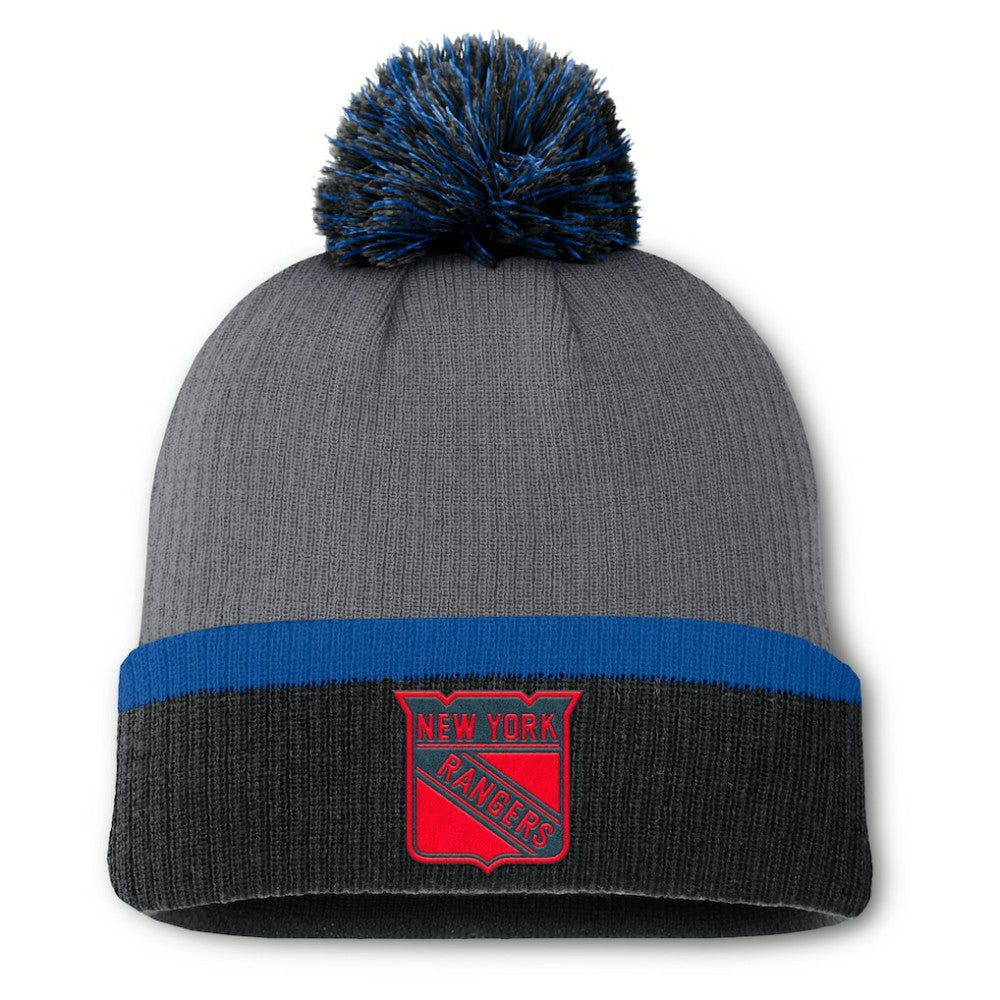 New York Rangers Fanatics Women's Cuffed Knit Hat with Pom - Charcoal - NHL 201193432
