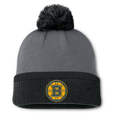 Boston Bruins Fanatics Women's Cuffed Knit Hat with Pom - Charcoal - NHL 201193433